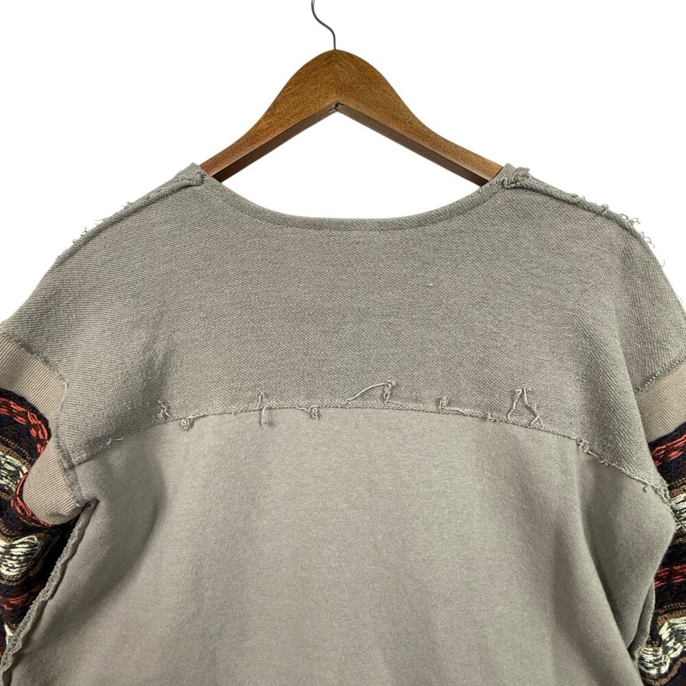 Mystree Womens Pullover Sweatshirt Sweater Sz Small Knit Arms Raw Hem Distressed - Picture 4 of 9
